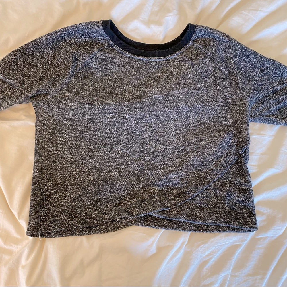 Fabletics Gray Cross-Front Crop Sweater
